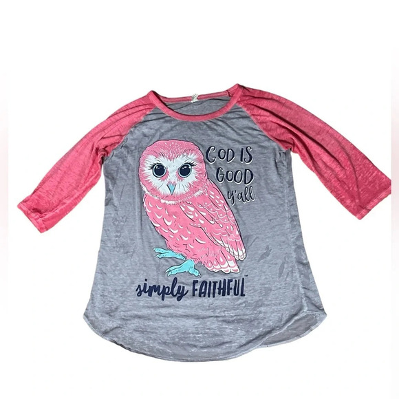 Simply Faithful owl tshirt, medium - Picture 1 of 3